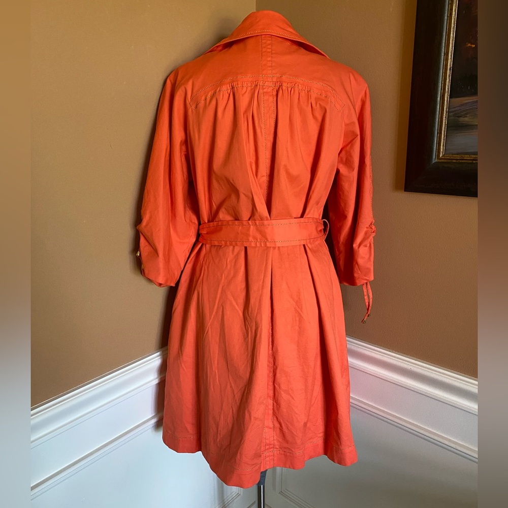 Vintage Orange Trench Coat Sherry Cassin Belted Utility Jacket Womens Size L - Picture 6 of 15